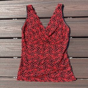 Vintage Y2K Red and Black Sheer Fitted Babydoll Blouse Womens Size S Whimsigoth